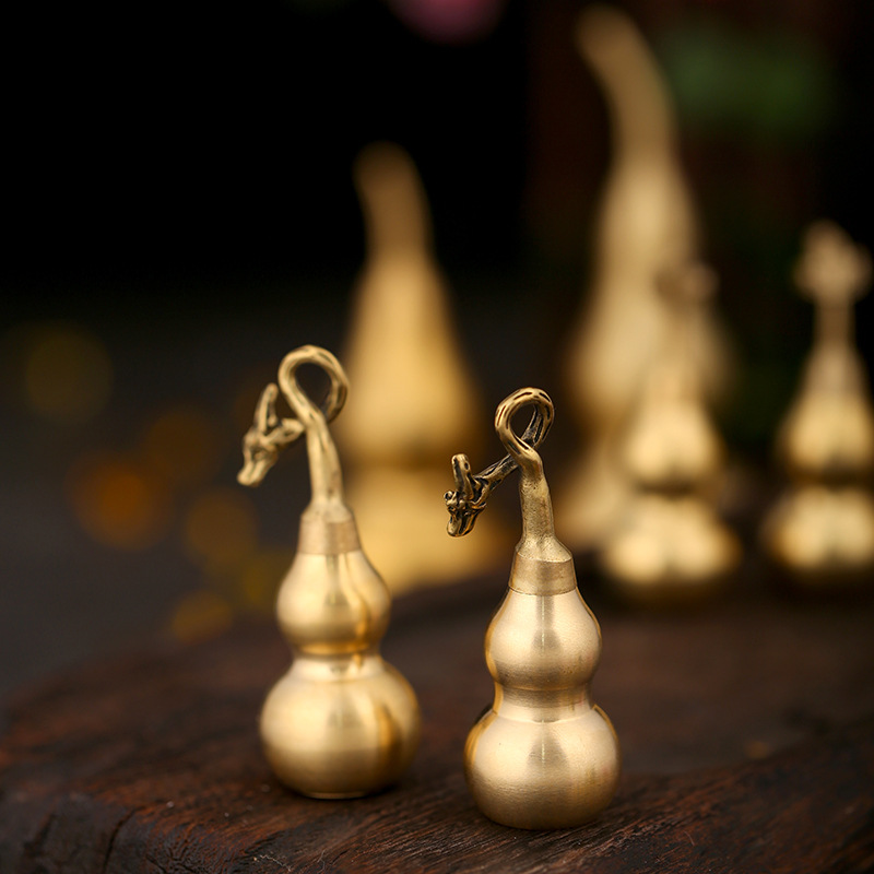 黄铜压铸中式铜葫芦创意麒麟铜葫芦家居铜器摆件龙头葫芦形状