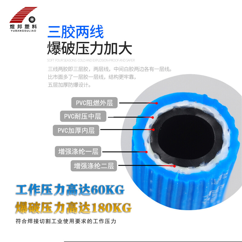 耐高压橡塑氧气乙炔管 煤气管 氧气管 工业用焊割8/10mm高压管