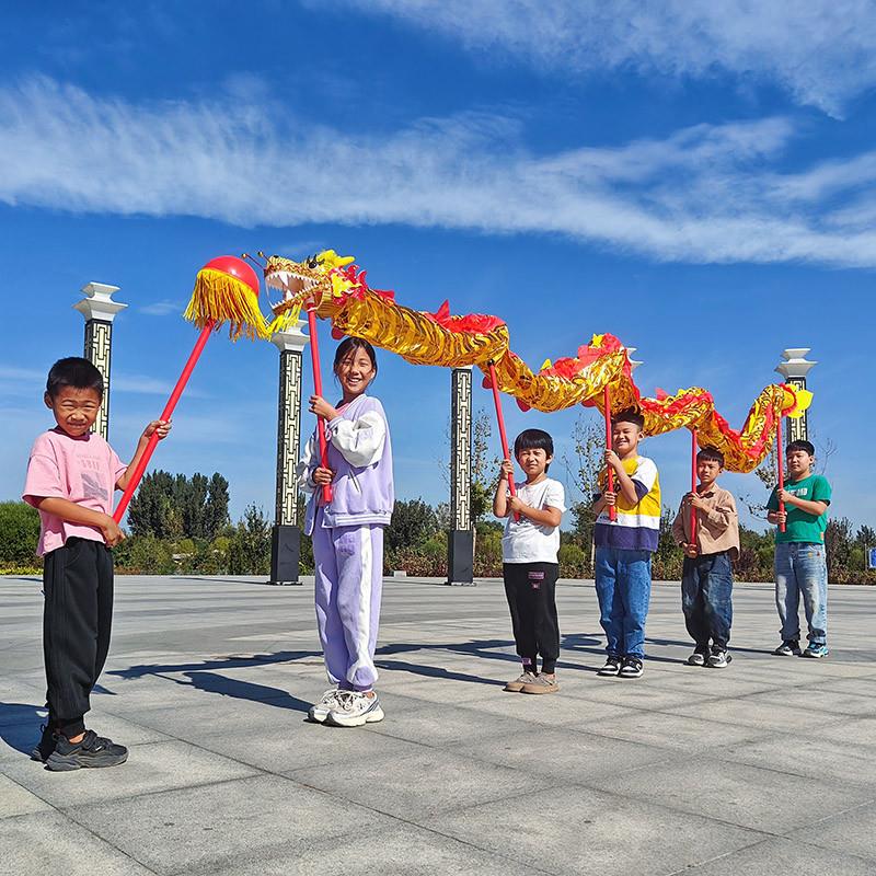 舞龙儿童学校师生幼儿园多人棍子龙头节目表演道具健身龙带甩彩带