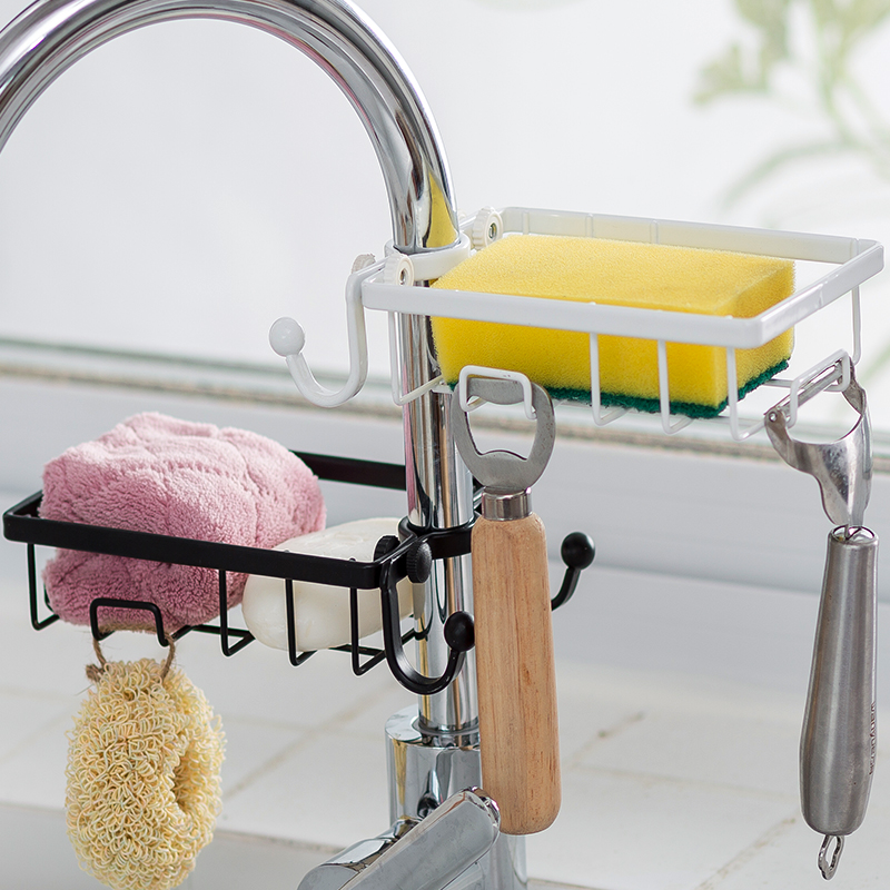 水龙头置物架厨房用品收纳神器水槽洗碗池免打孔海绵抹布沥水挂篮