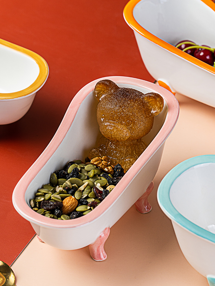 陶瓷碗家用创意个性可爱少女浴缸小吃碗甜品麦片水果早餐网红饭碗