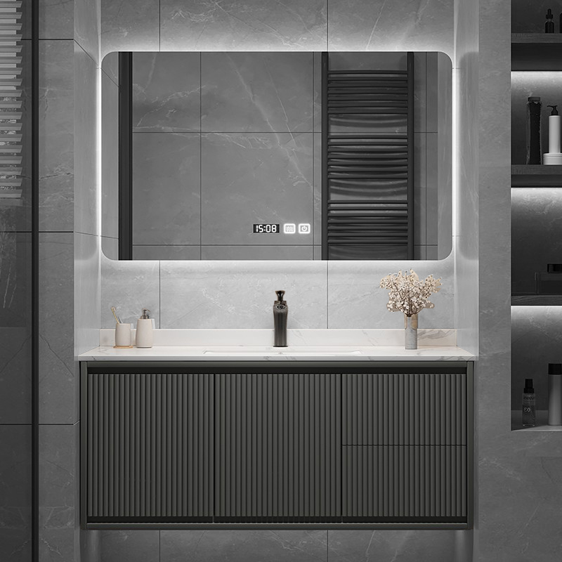 岩板浴室柜现代简约智能组合卫生间洗漱台实木洗脸洗手台盆卫浴柜