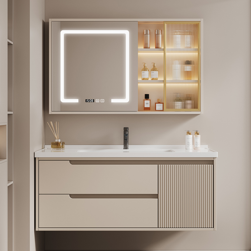 现代简约浴室柜组合卫生间轻奢智能一体盆收纳洗脸盆柜组合洗漱台