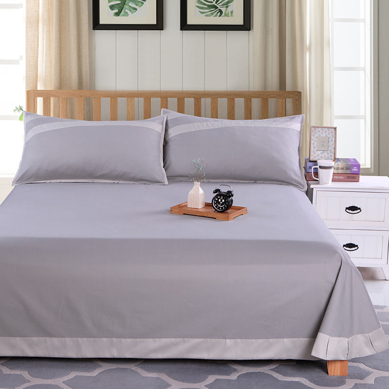 外贸出口纯棉床单单件简约枕套床单三件套双人纯色被单单人棉床单