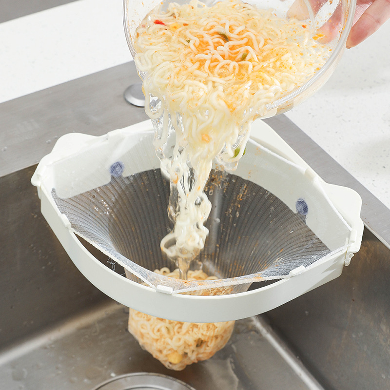 厨房带吸盘过滤网支架可折叠水槽沥水架子剩菜剩饭残渣水池过滤网
