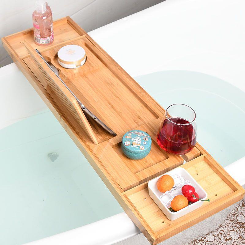 浴缸置物架竹木多功能欧式伸缩可调节防滑木桶浴盆泡澡支架独立站