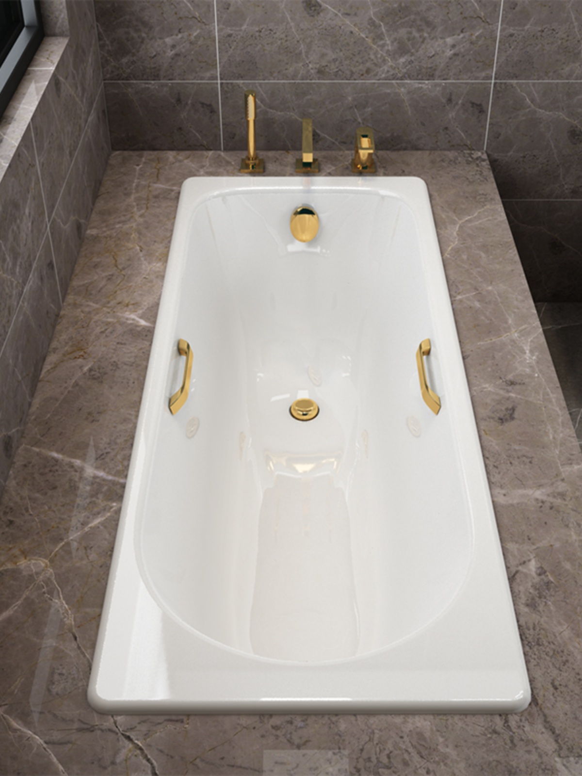 大单人方形泡澡豪华铸铁陶瓷嵌入式浴缸家用小户型成人搪瓷贝格莱
