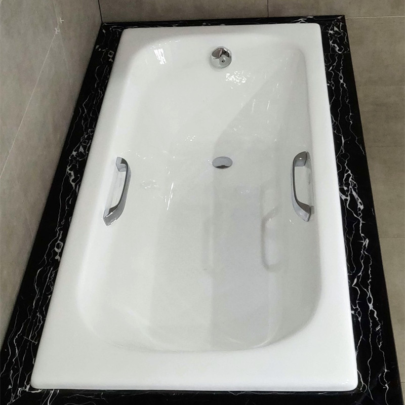 日式嵌入装铸铁浴缸长形1.2/1.4/1.5/1.6/1.7米普通白色搪瓷澡盆