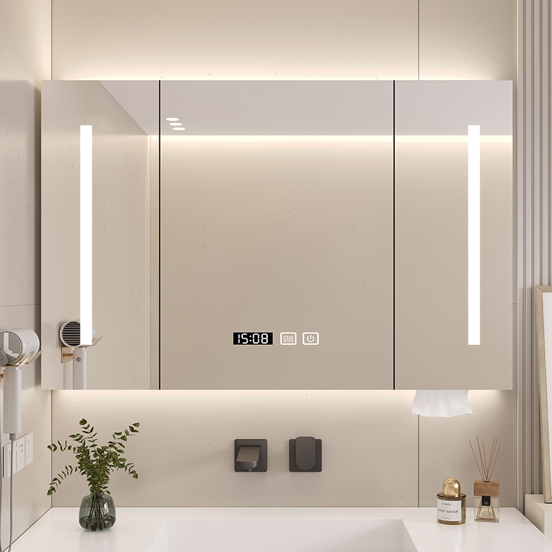 实木智能浴室镜柜挂墙式卫生间浴室镜洗手间镜子置物架收纳储物柜