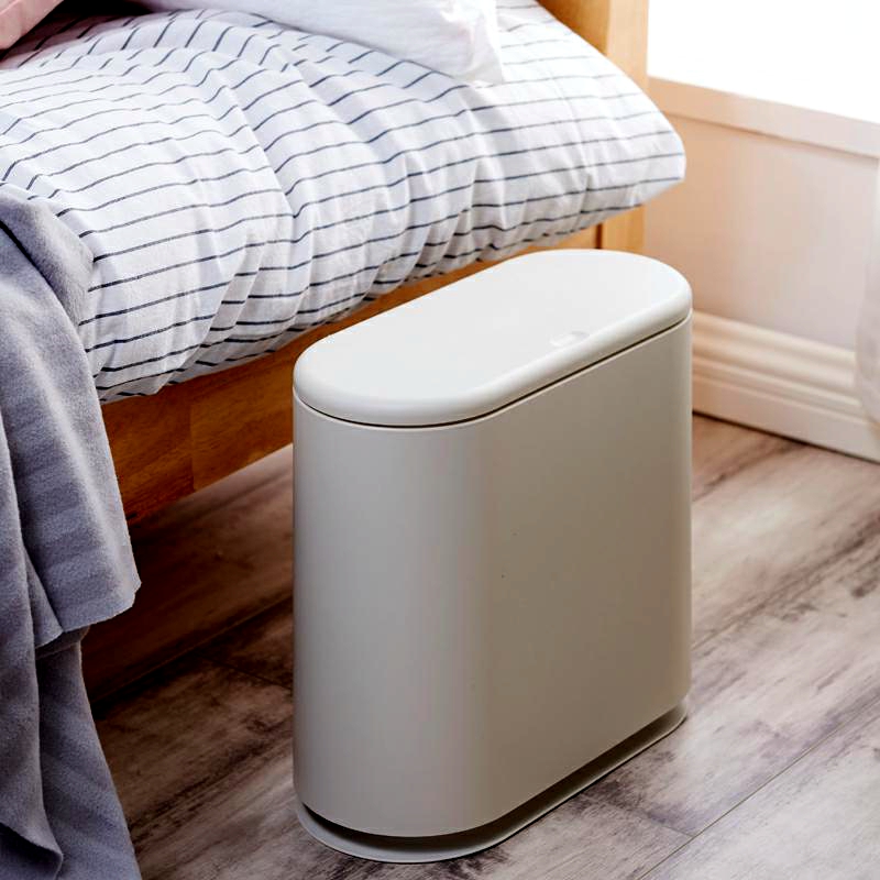 日本按压垃圾桶家用客厅卧室厕所卫生间垃圾筒夹缝有盖窄创意ins
