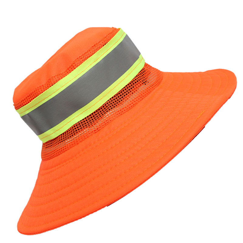 极速大帽檐夏季网眼遮阳防晒帽橘色太阳帽物业园林保洁环卫工人