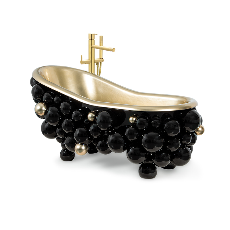 葡萄牙轻奢不锈钢浴缸设计师别墅高端浴室盆现代摩登黑金泡泡浴池