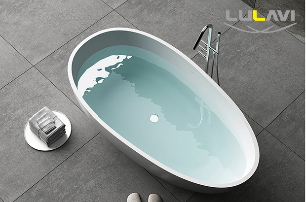 家用独立式浴缸LULAVI民宿双人情侣椭圆型浴缸LV106007人造石浴缸