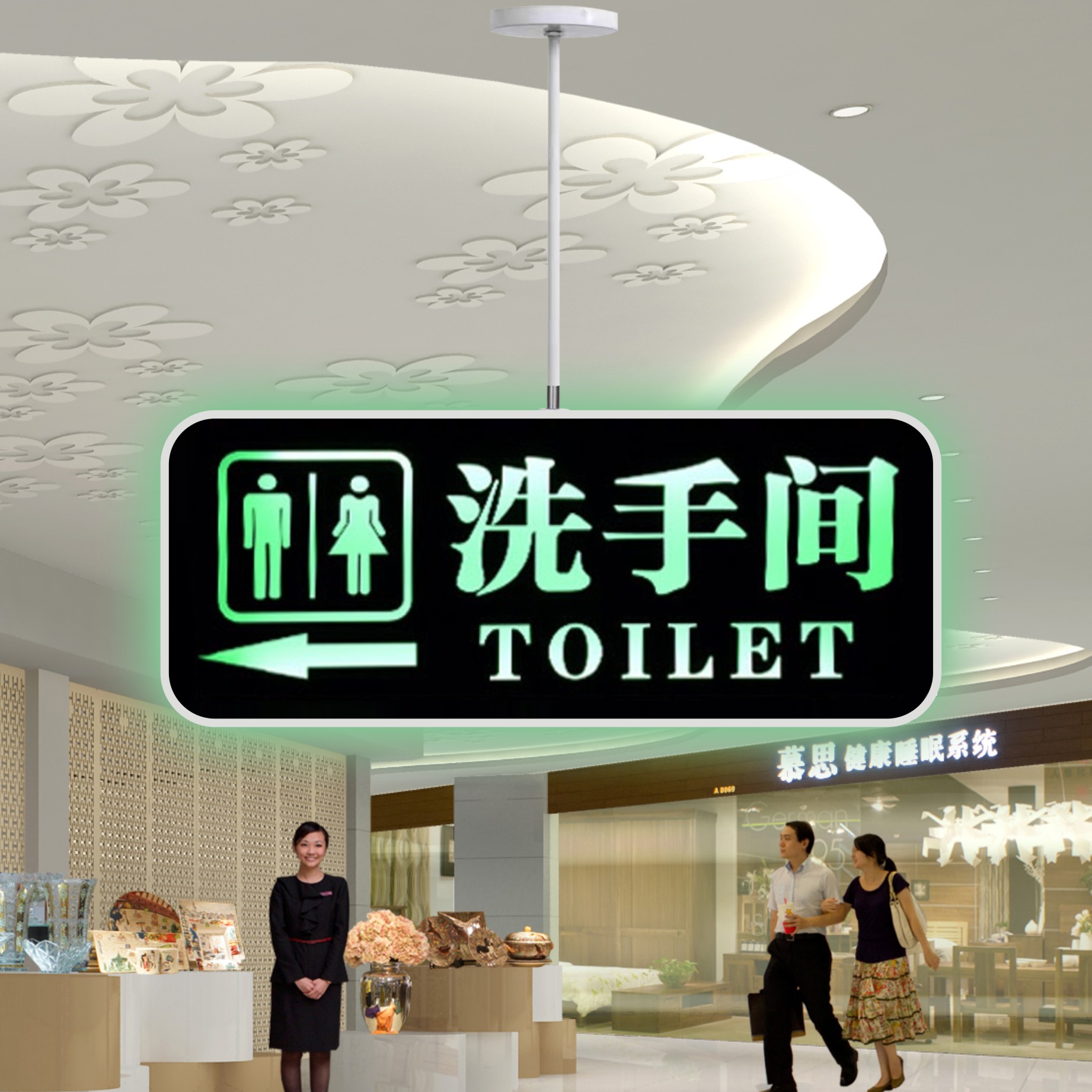 个性led洗手间发光指示牌wc厕所标识男女卫生间提示导向牌定做