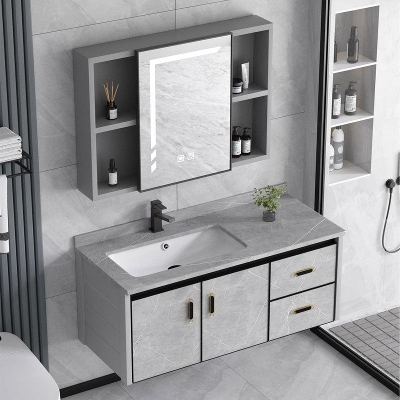 卫生间洗脸盆柜组合一体浴室柜陶瓷洗漱台盆太空铝洗手池柜卫浴柜