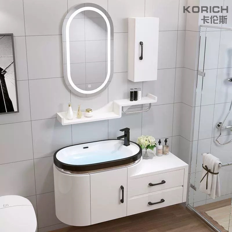 简约现代智能镜柜洗漱台浴室柜组合洗手池台盆洗脸盆卫生间小户型
