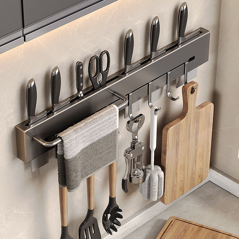 厨房刀架置物架免打孔菜刀架壁挂式刀具收纳架刀座家用刀座不锈钢
