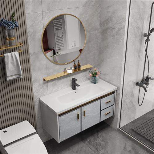 太空铝浴室柜体室镜柜陶板现代简约卫生间洗脸盆一浴岩瓷洗漱台盆