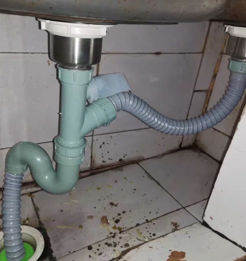 厨房水槽洗菜盆下水管管道配件下水器双槽防臭防溢水排水管子套装