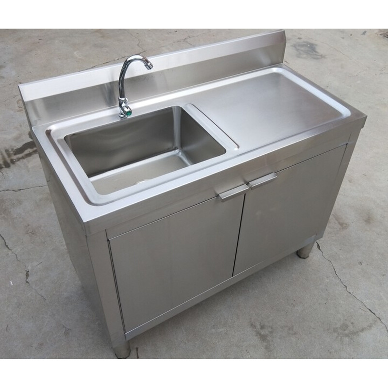 操作台带柜式不锈钢水槽橱柜厨房洗菜304水池一体式落地盆洗碗池