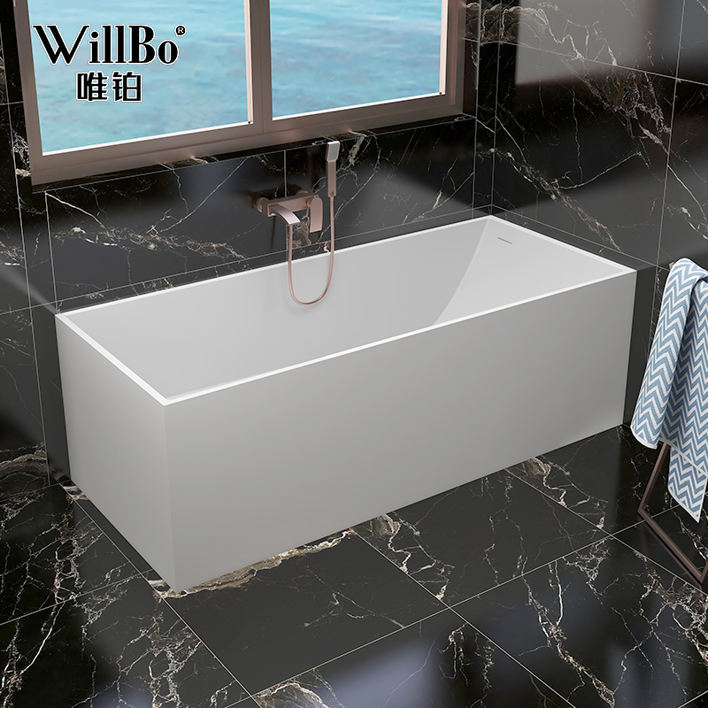 加工设计浴缸人造石浴缸精铝石哑光亮光浴缸 欧式独立式方形浴缸