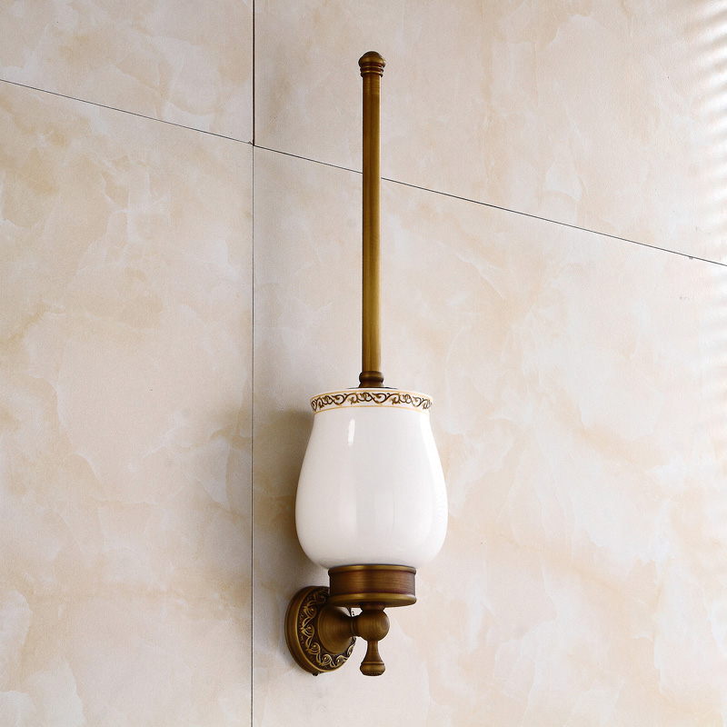 欧式厕所刷卫浴挂件全铜仿古马桶刷头套装清洁毛刷架花陶瓷马桶杯