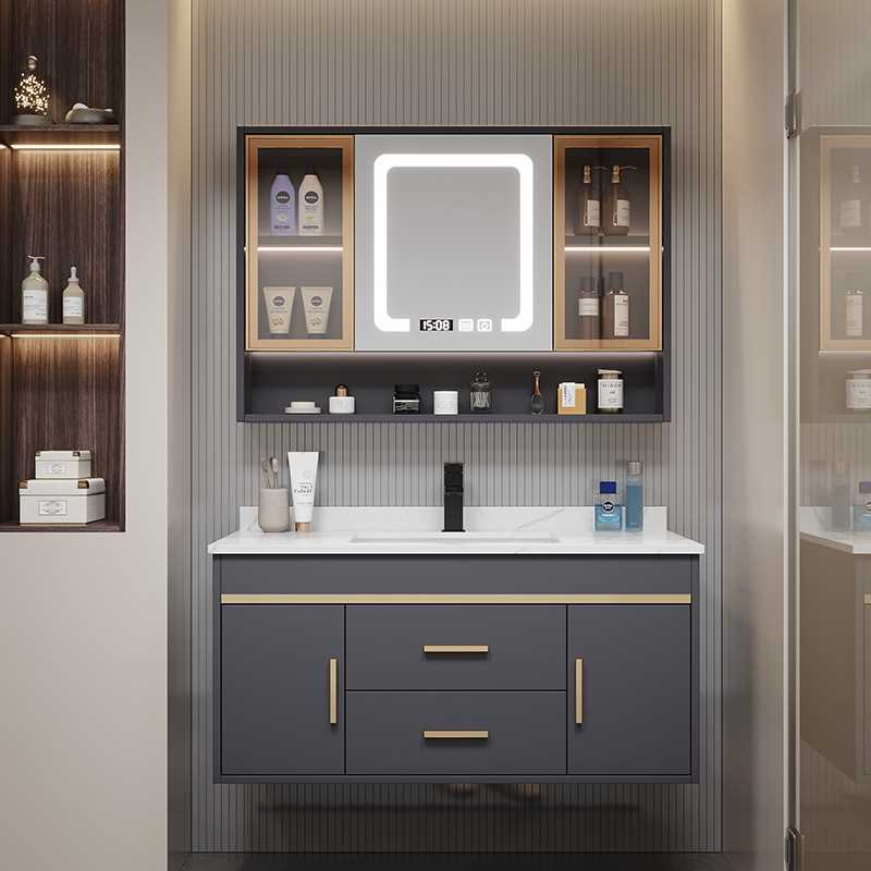 实木浴室柜组合智能现代简约卫生间洗漱台一体洗脸盆洗手台柜套装