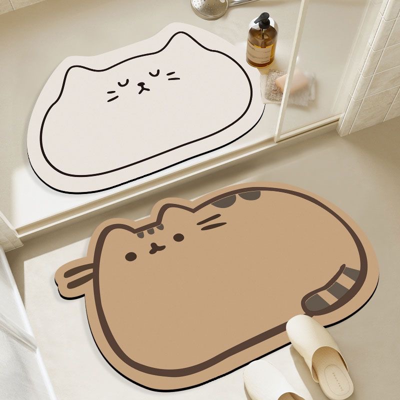 北欧现代可爱猫咪洗澡防滑垫宠物家用卫浴吸水软硅藻泥浴室地垫