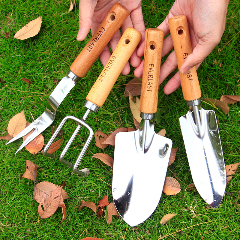 不锈钢种花工具家用铲子松土耙子套装种花挖野菜取土铲子园艺工具