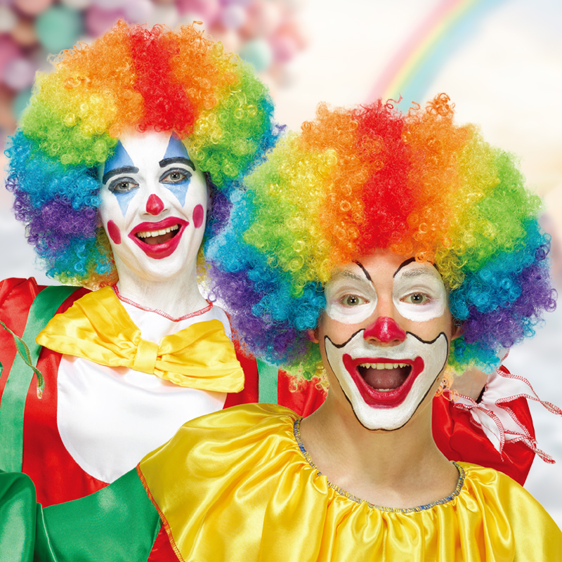 六一儿童节学校彩色烫卷泡面爆炸头cosplay小丑鼻子可爱表演头发