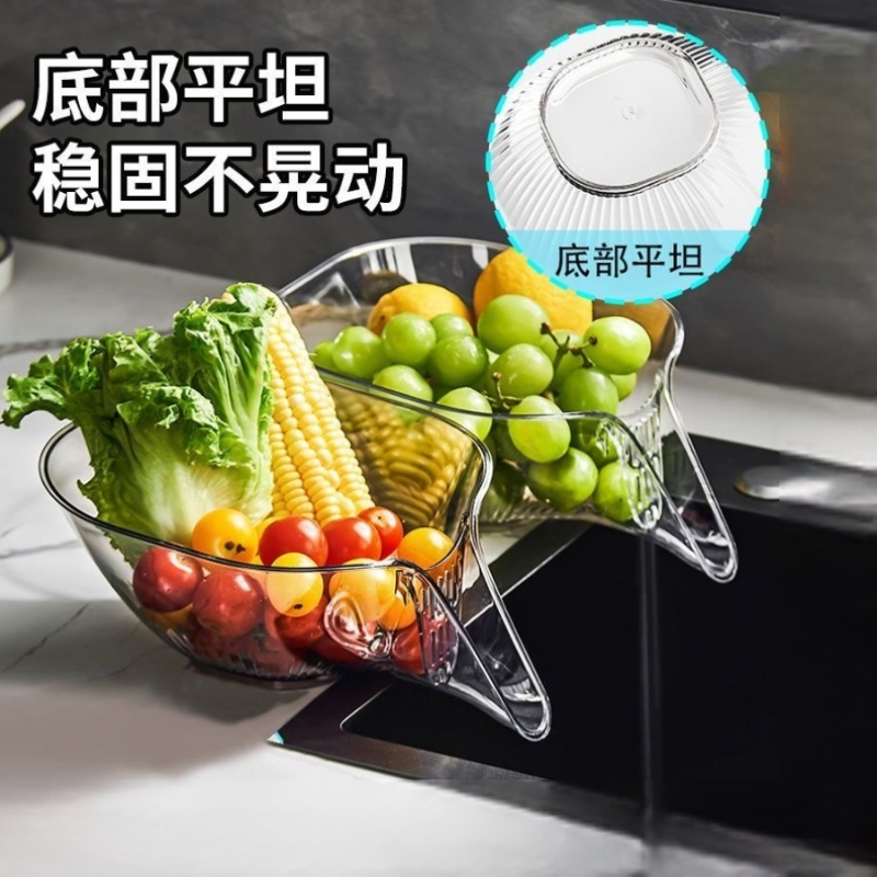 沥水篮新款厨房淘米神器多功能耐高温洗菜透明碟家用水槽