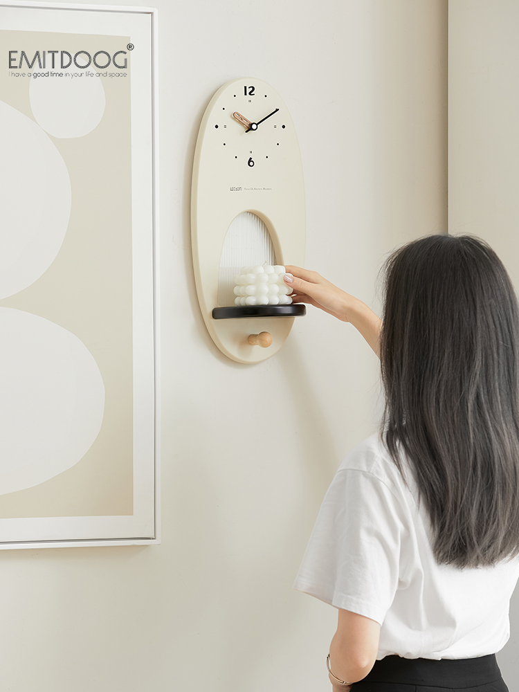 EMITDOOG现代简约免打孔钟表挂钟家用客厅艺术大气创意时钟装饰墙