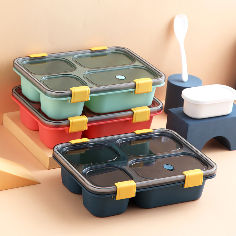 日式餐盘塑料分格 饭盒成人便携微波炉便当盒 午餐盒学生餐盒密封