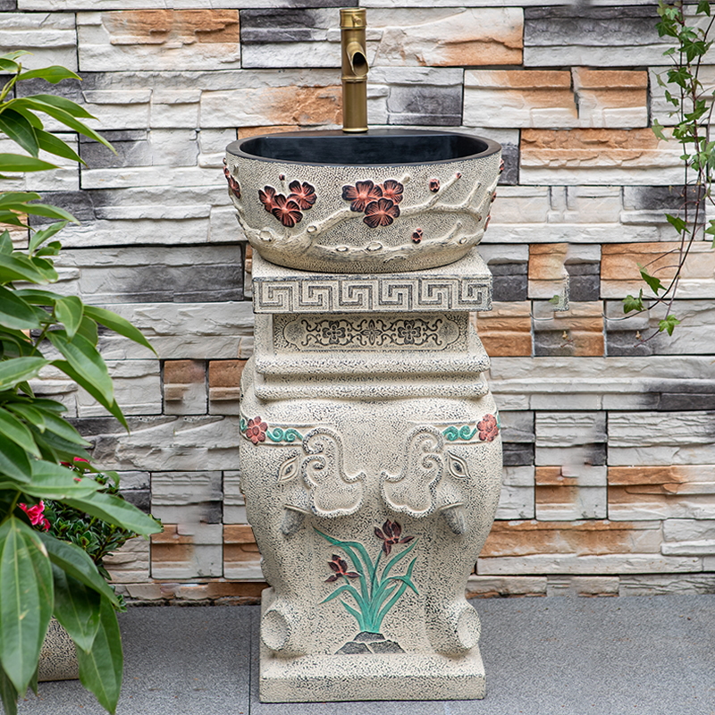户外洗手池阳台露台落地式一体立柱式洗手盆花园室外庭院洗手台盆