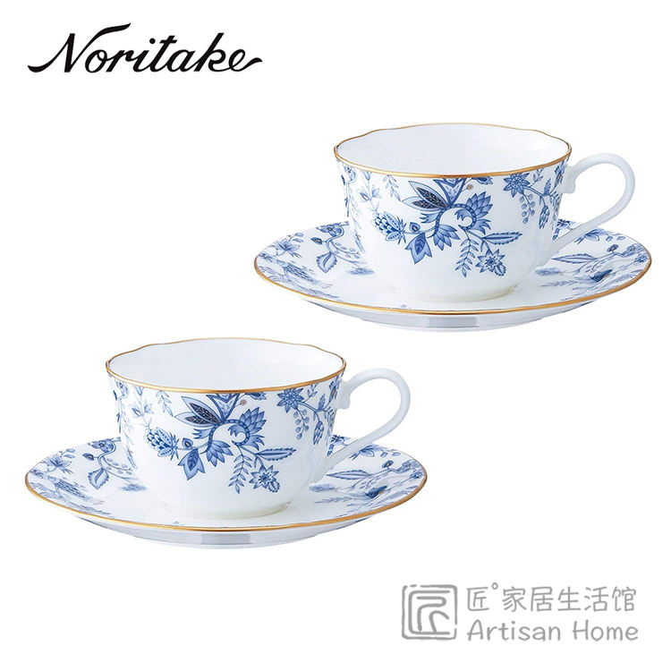 现货日本进口Noritake则武蓝色伊甸园骨瓷红茶杯220ml咖啡杯碟组