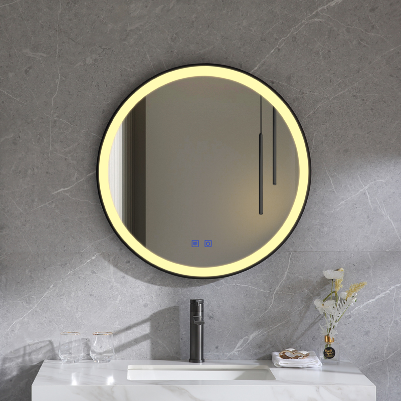 铝合金边框LED卫浴智能镜发光灯镜圆形壁挂镜卫生间洗手浴室镜子