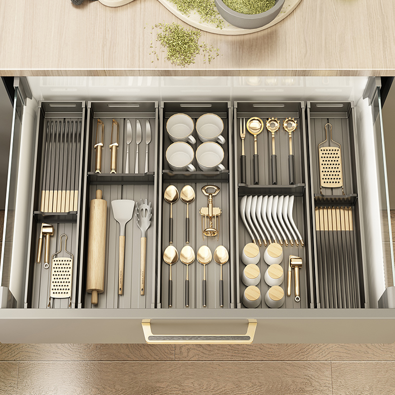 厨房抽屉收纳分隔橱柜内置分格勺子筷子餐具刀叉置物架碗筷收纳盒