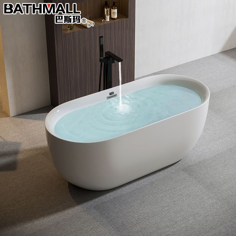 巴斯玛独立式民宿酒店浴缸家用小户型亚克力网红浴盆1.2m-1.8米