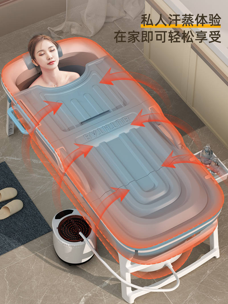 浴缸普通浴缸折叠泡澡桶大人家用自动加热折叠200斤家用塑料女童