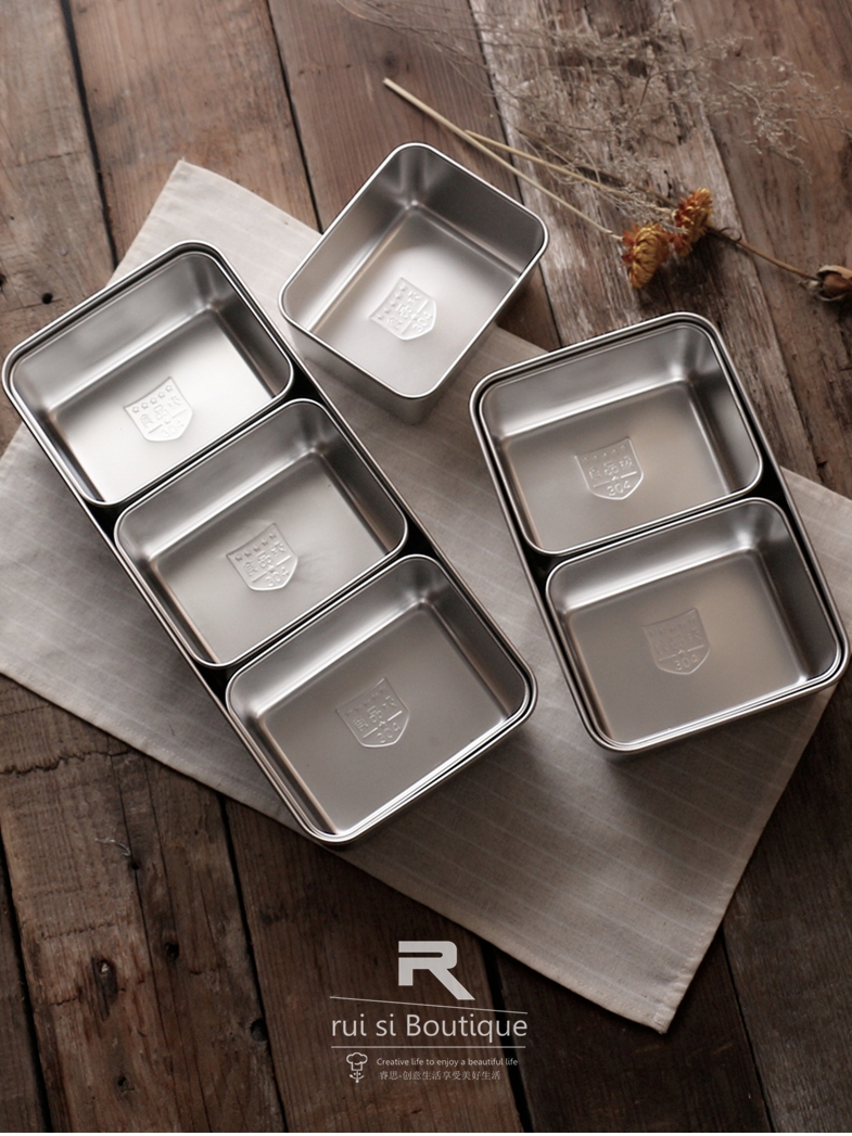 304不锈钢料理盆储备盘带盖蒸菜格分类盒子杂粮罐螺丝零件收纳盒