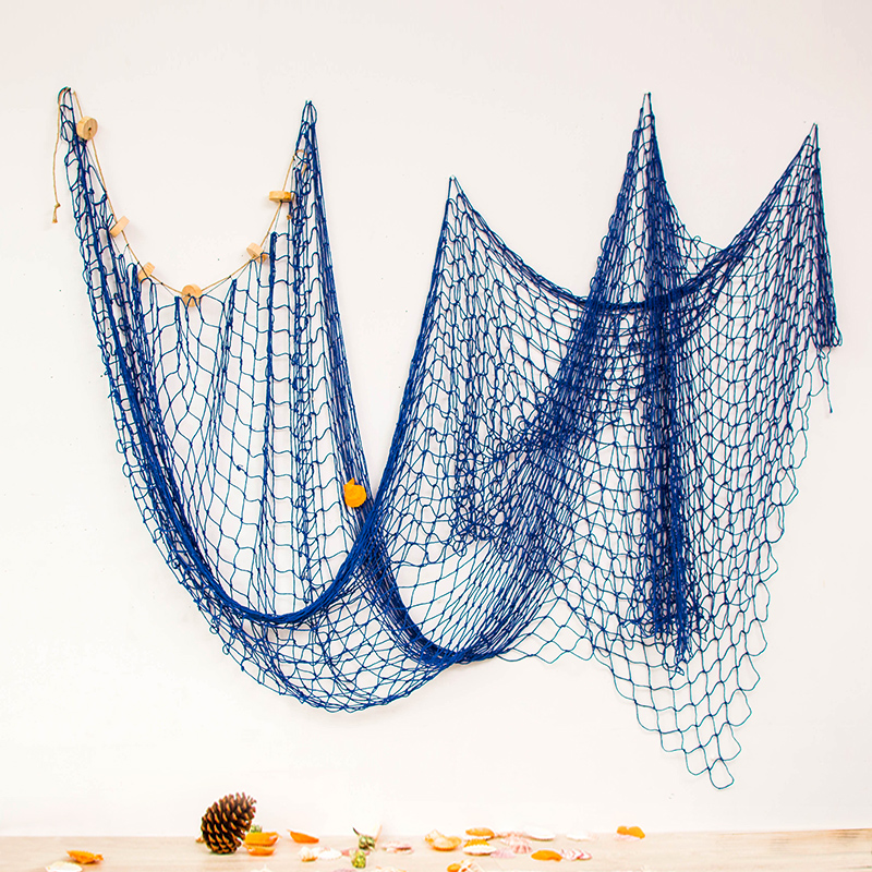 奥雅迪佳地中海风格装饰渔网背景墙壁饰挂饰中粗棉绳渔网鱼网