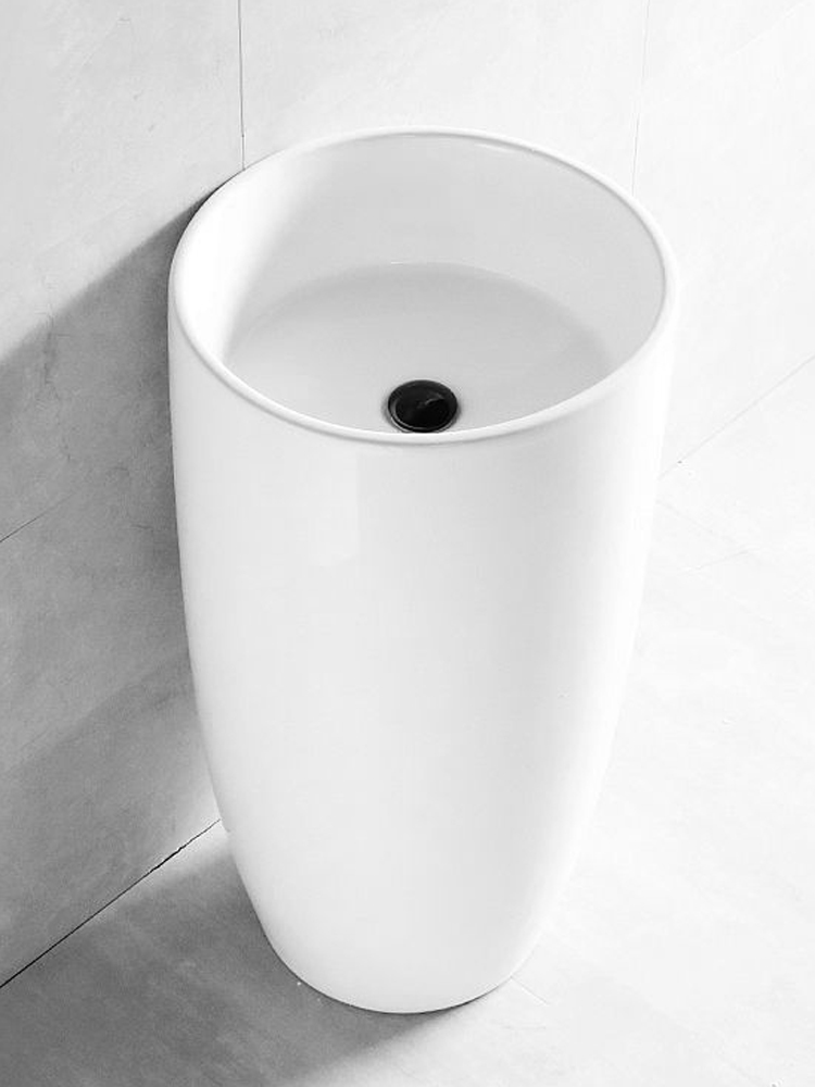 简约陶瓷立柱盆卫生间立式洗脸盆一体落地式洗手盘阳台小水池方形