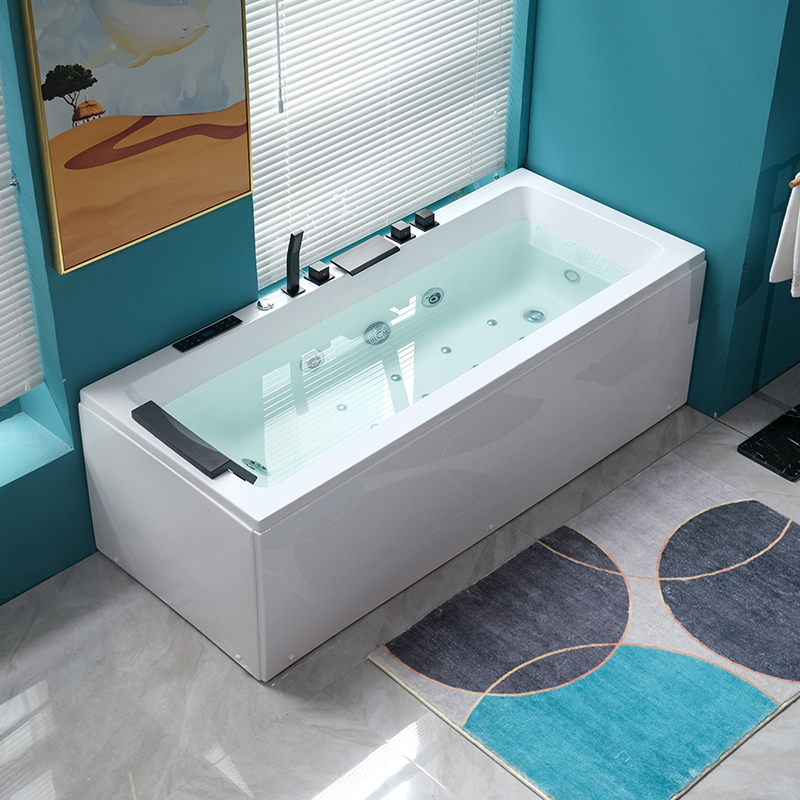 家用亚克力浴缸小户型智能恒温浴盆冲浪按摩双裙边浴缸1.3-1.8米