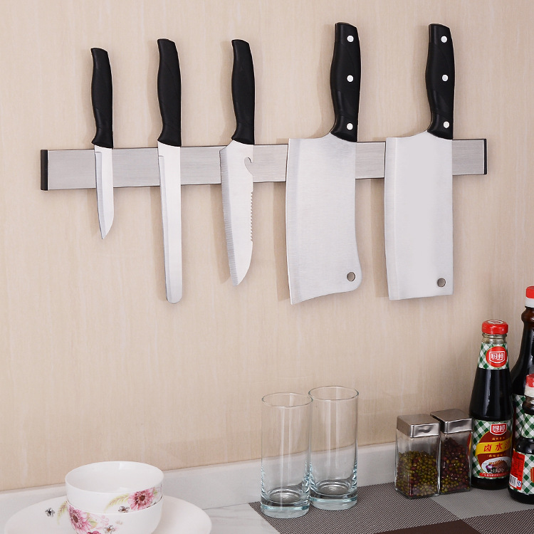 创意免打孔欧式304不锈钢磁性刀架挂墙式刀架厨房置物架菜刀收纳