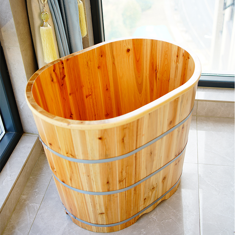 木桶浴桶加高小空间全身实木浴缸家用沐浴木盆成人泡澡木桶洗澡桶