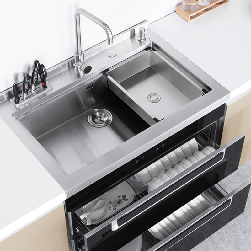 森琴C7集成水槽消毒柜一体带拉篮厨房家用多功能洗碗池大单水盆