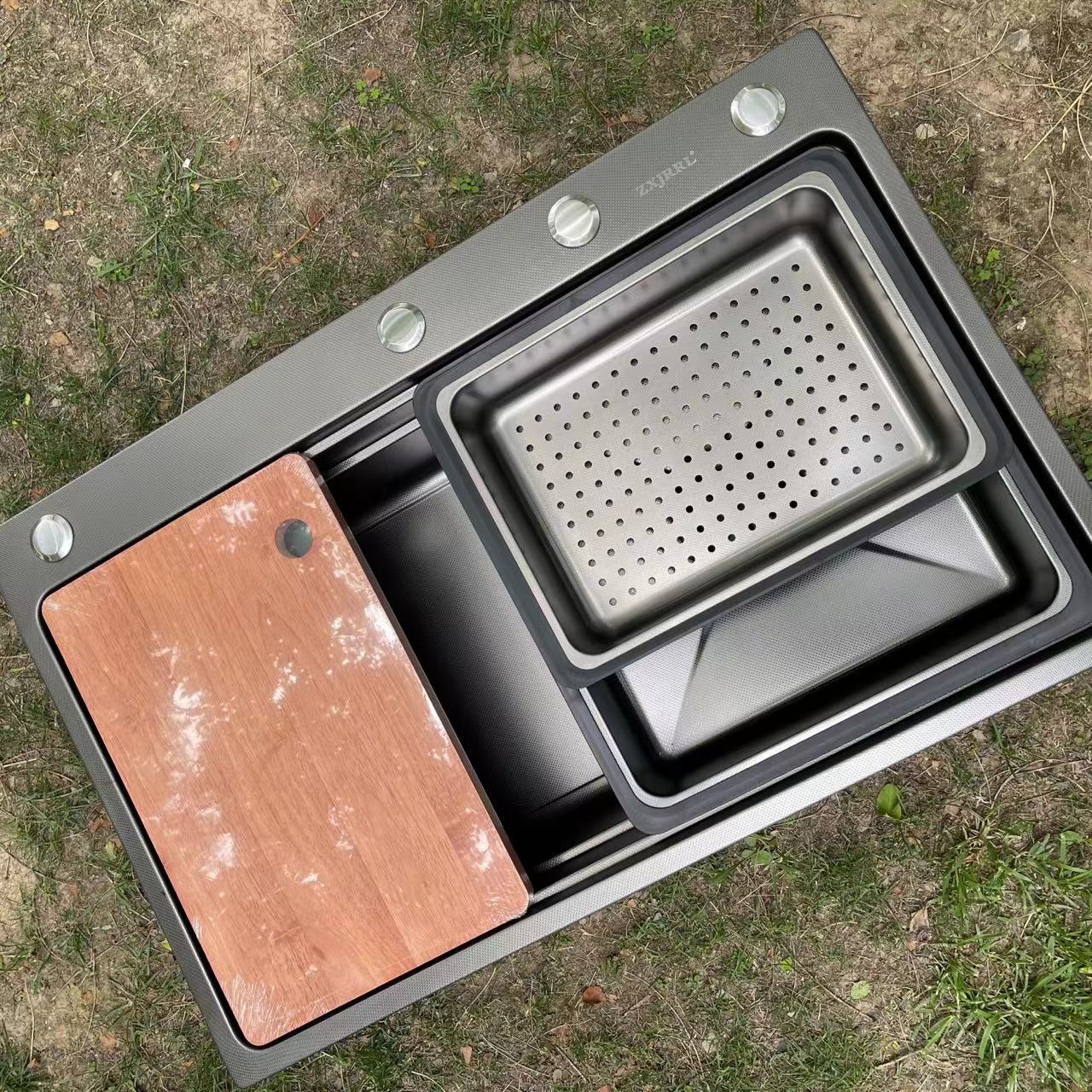 钛黑纳米不锈钢沥水单槽沥水304碗池加厚水盆洗菜池厨房水槽