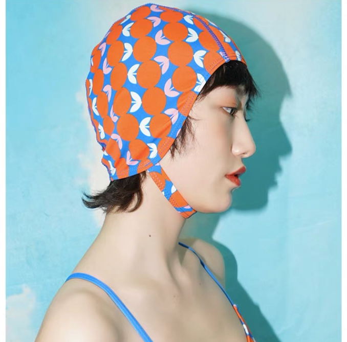 泳帽女布帽不勒头长发专用印花护耳成人时尚可爱韩国女大码游泳帽