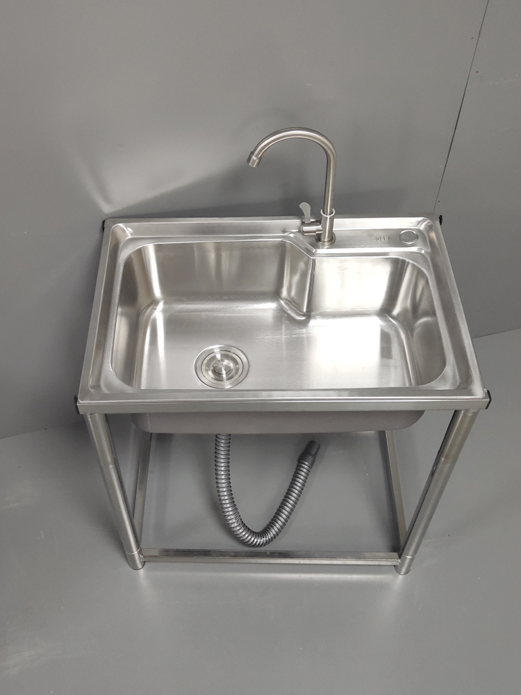 厨房加厚不锈钢水槽洗菜盆水池单槽洗碗池带架子套餐洗手水盆家用