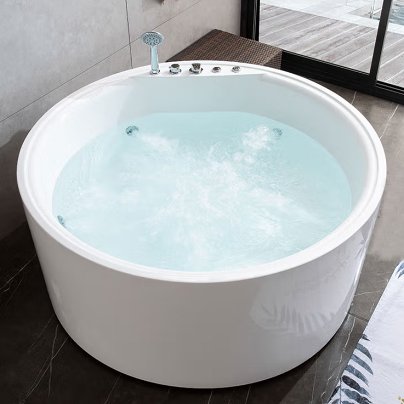 亚克力圆形浴缸小户型多尺寸家用成人保温日式独立式浴池民宿泡池